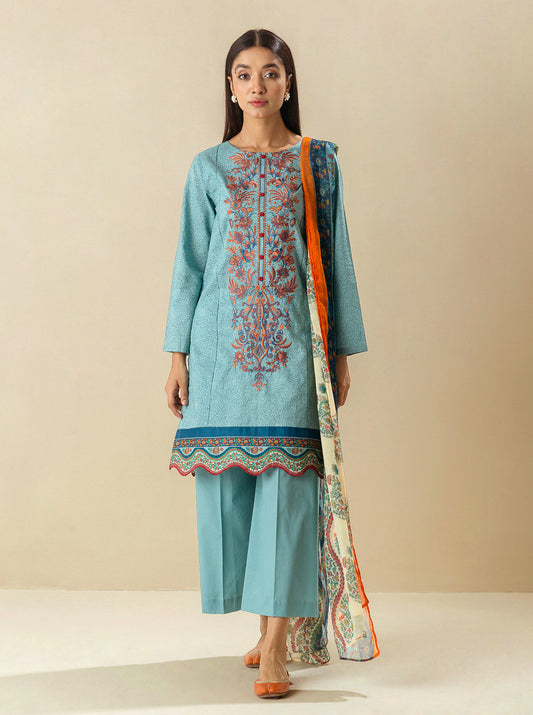 2 PIECE - EMBROIDERED LAWN SUIT - DEEPLY BLUE MORBAGH SU_23   