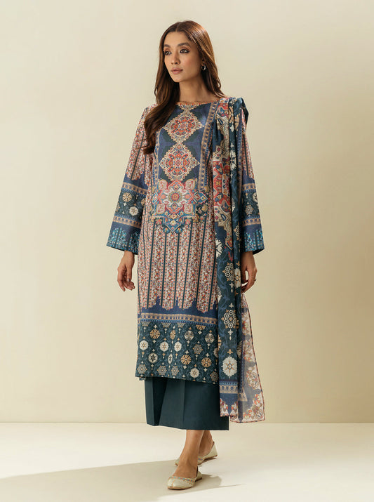 3 PIECE - PRINTED  LAWN SUIT - BLUEBERRY MOONLIGHT MORBAGH SU_23   
