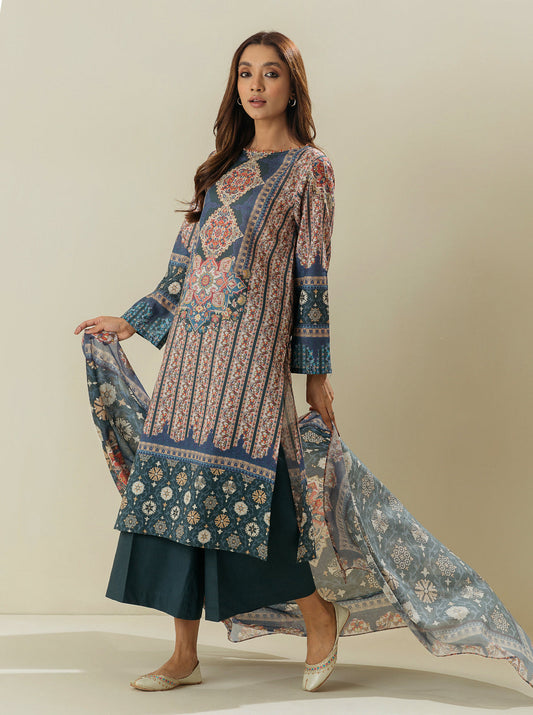 3 PIECE - PRINTED  LAWN SUIT - BLUEBERRY MOONLIGHT MORBAGH SU_23   