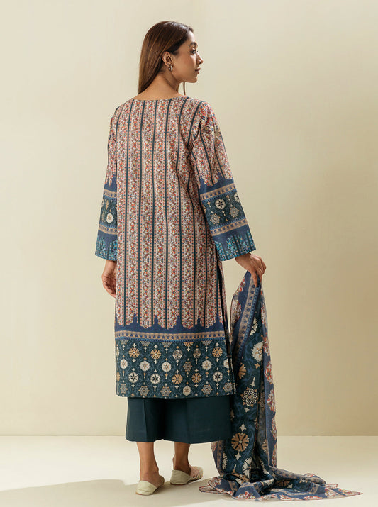 3 PIECE - PRINTED  LAWN SUIT - BLUEBERRY MOONLIGHT MORBAGH SU_23   