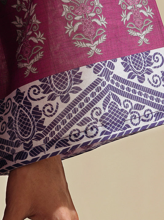 3 PIECE - PRINTED LAWN SUIT - WINE MIX MORBAGH SU_23   