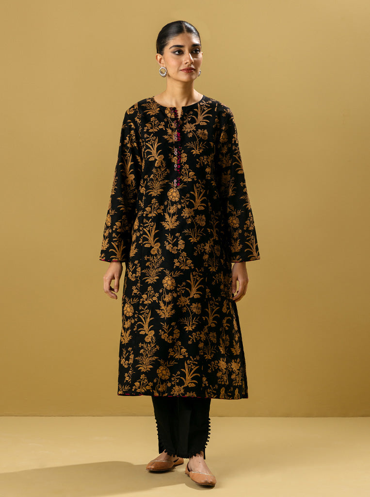 2 PIECE - PRINTED KHADDAR SUIT - DIVINE BLACK MORBAGH WN_22   
