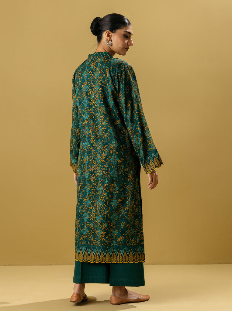 2 PIECE - PRINTED KHADDAR SUIT - LEMON CHIFFON MORBAGH WN_22   
