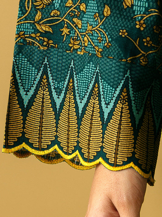 2 PIECE - PRINTED KHADDAR SUIT - LEMON CHIFFON MORBAGH WN_22   