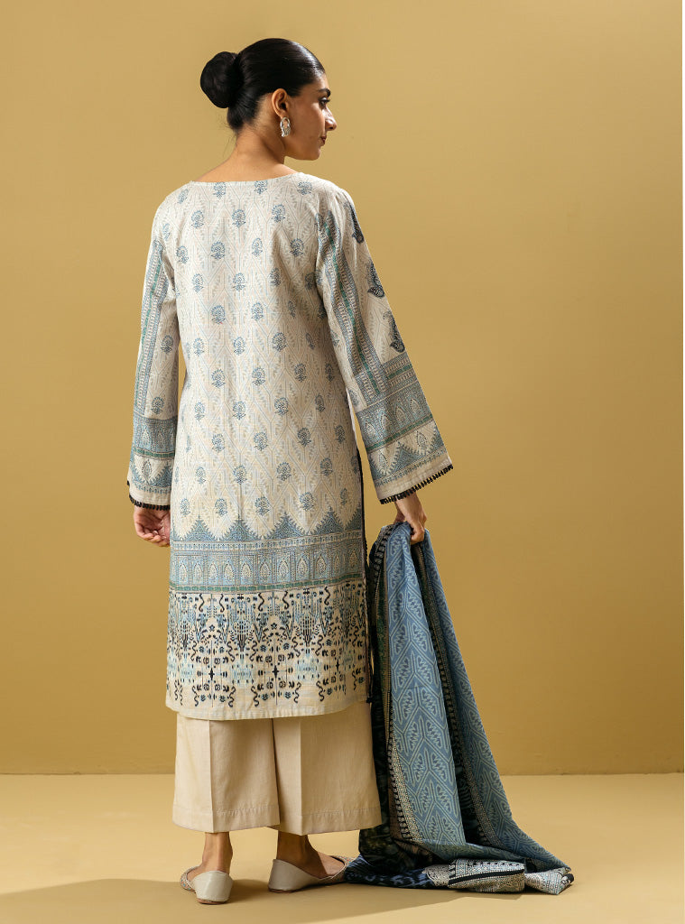 2 PIECE - PRINTED KHADDAR SUIT - IMPESSIRE LVORY MORBAGH WN_22   