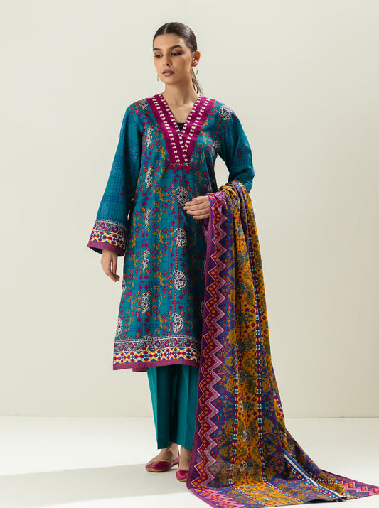 3 PIECE - PRINTED KHADDAR SUIT - CASCADES MORBAGH WN_22   