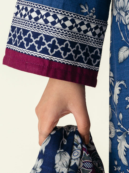 3 PIECE - PRINTED KHADDAR SUIT - CHIVALRY BLUE MORBAGH WN_22   