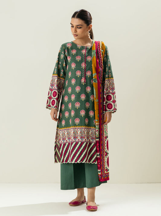 3 PIECE - PRINTED KHADDAR SUIT - ROYAL SUZANI MORBAGH WN_22   