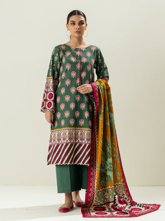 3 PIECE - PRINTED KHADDAR SUIT - ROYAL SUZANI MORBAGH WN_22   