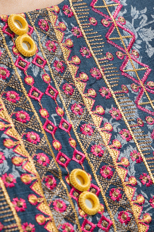 3 PIECE - EMBROIDERED  KHADDAR SUIT - DENIM MORBAGH WN_22   