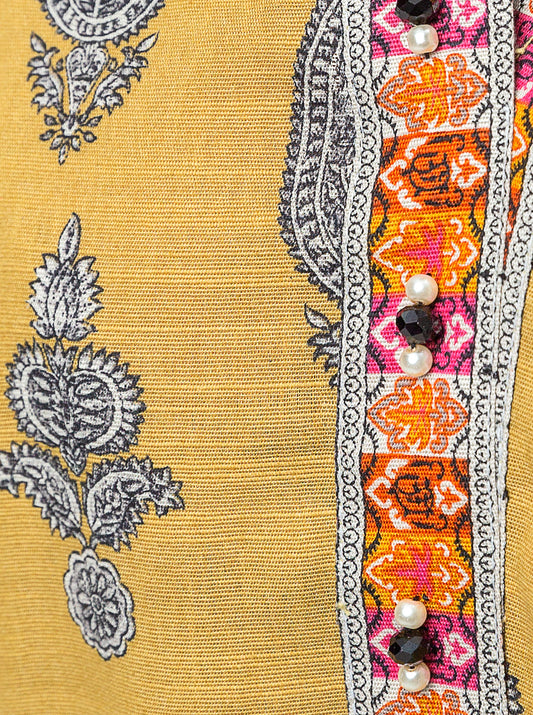 3 PIECE - PRINTED KHADDAR SUIT - GOLDEN PALM MORBAGH WN_23   