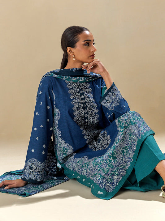 3 PIECE - PRINTED KHADDAR SUIT - BLUE BELLE MORBAGH WN_23   
