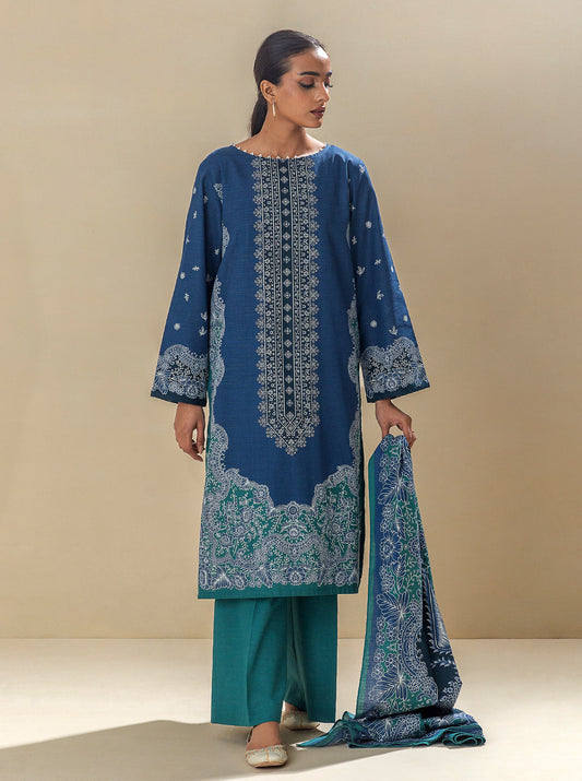3 PIECE - PRINTED KHADDAR SUIT - BLUE BELLE MORBAGH WN_23   