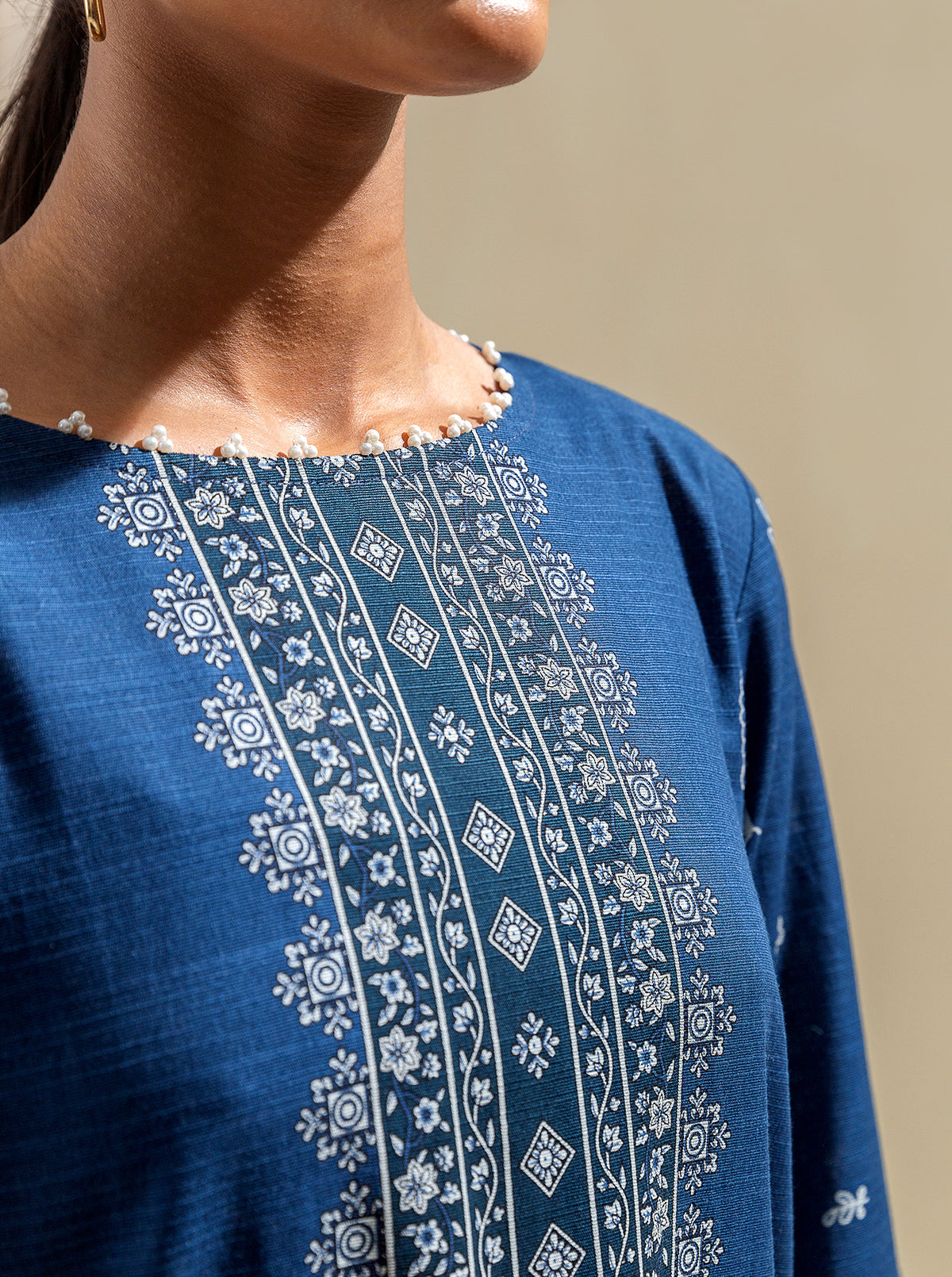 3 PIECE - PRINTED KHADDAR SUIT - BLUE BELLE MORBAGH WN_23   