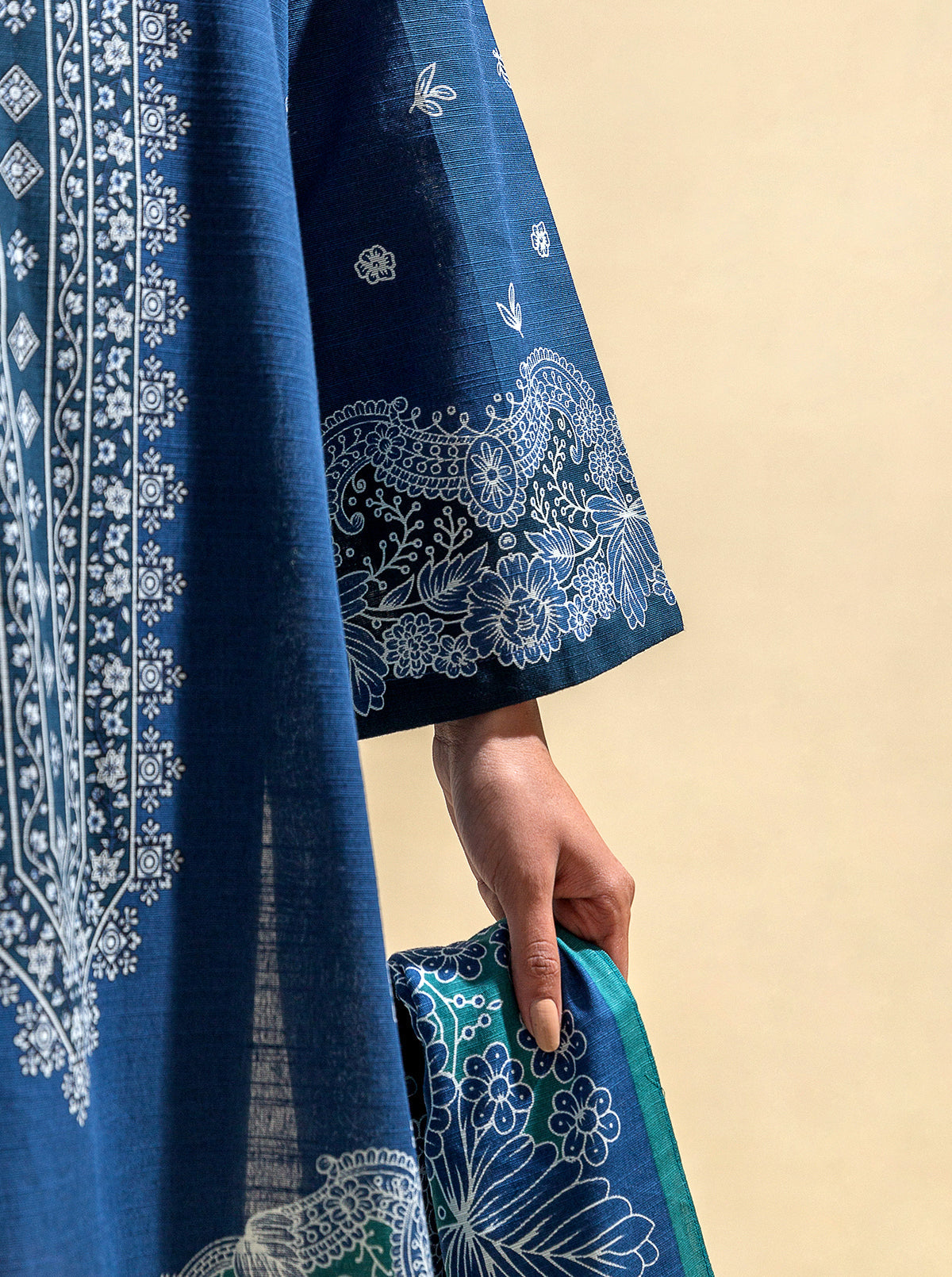 3 PIECE - PRINTED KHADDAR SUIT - BLUE BELLE MORBAGH WN_23   