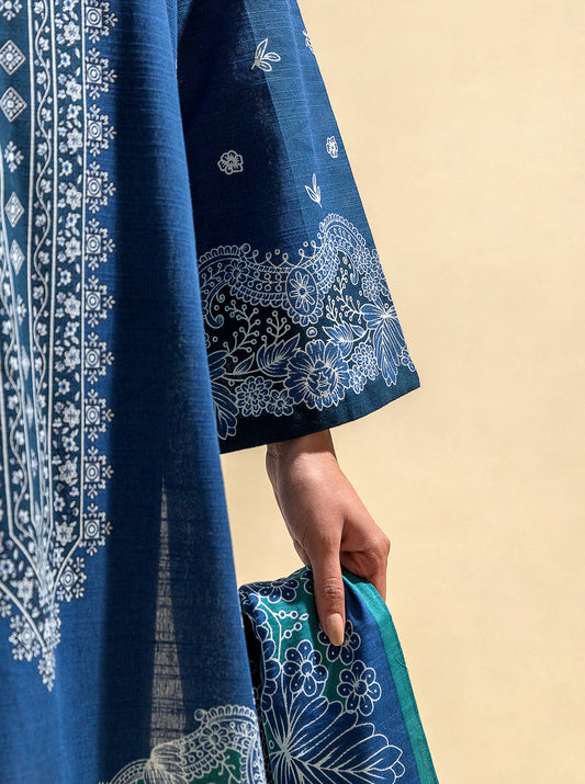 3 PIECE - PRINTED KHADDAR SUIT - BLUE BELLE MORBAGH WN_23   
