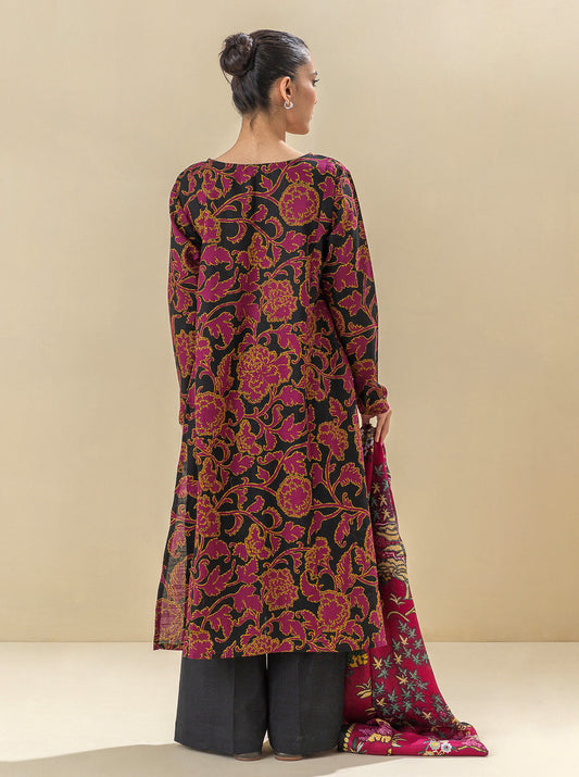 2 PIECE - PRINTED KHADDAR SUIT WITH HERRINGBONE SHAWL - MAGICIANS BEAM MORBAGH WN_23   