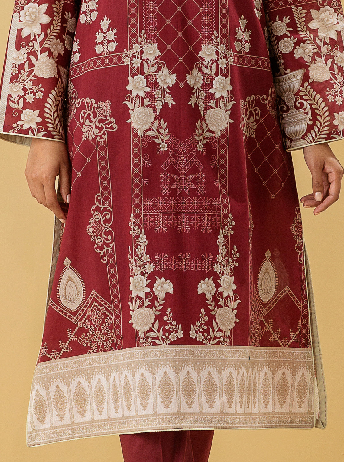 1 PIECE - PRINTED LAWN SHIRT - ROUGE FLORAL MORBAGH SU_22   