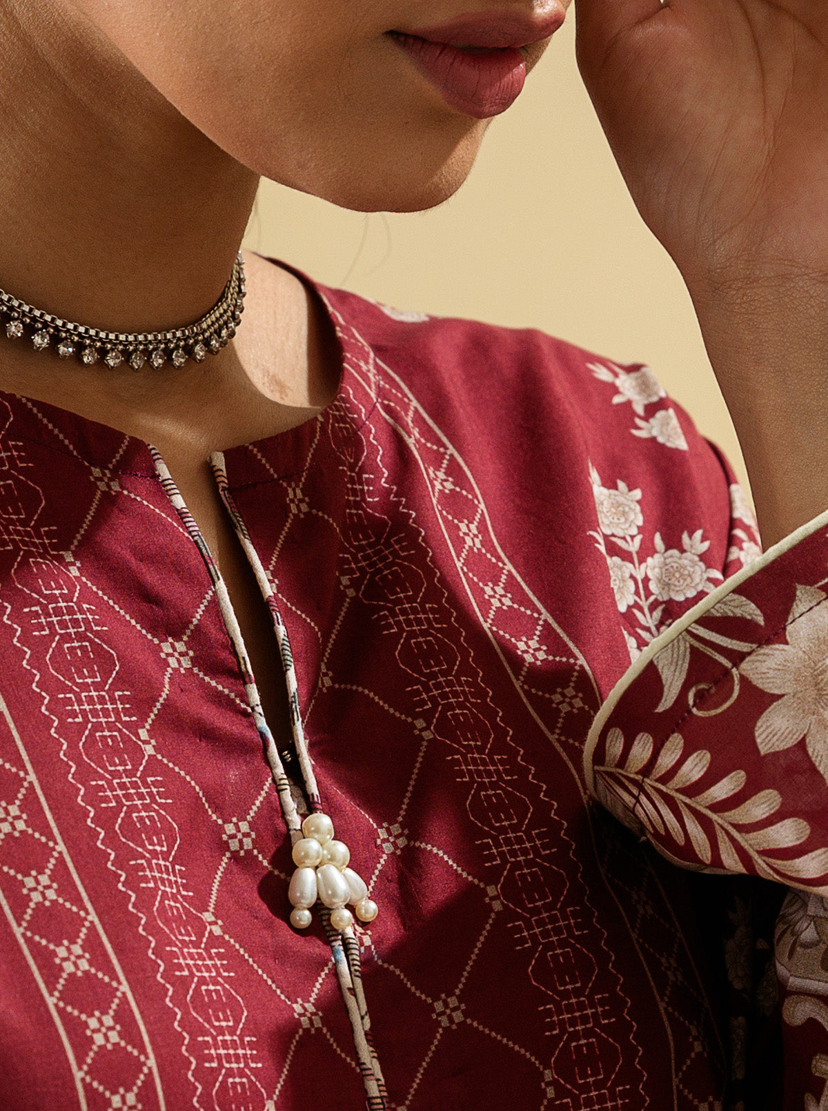 1 PIECE - PRINTED LAWN SHIRT - ROUGE FLORAL MORBAGH SU_22   