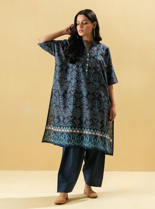 2 PIECE - PRINTED LAWN SUIT - VIVID BLUE MORBAGH SU_22   