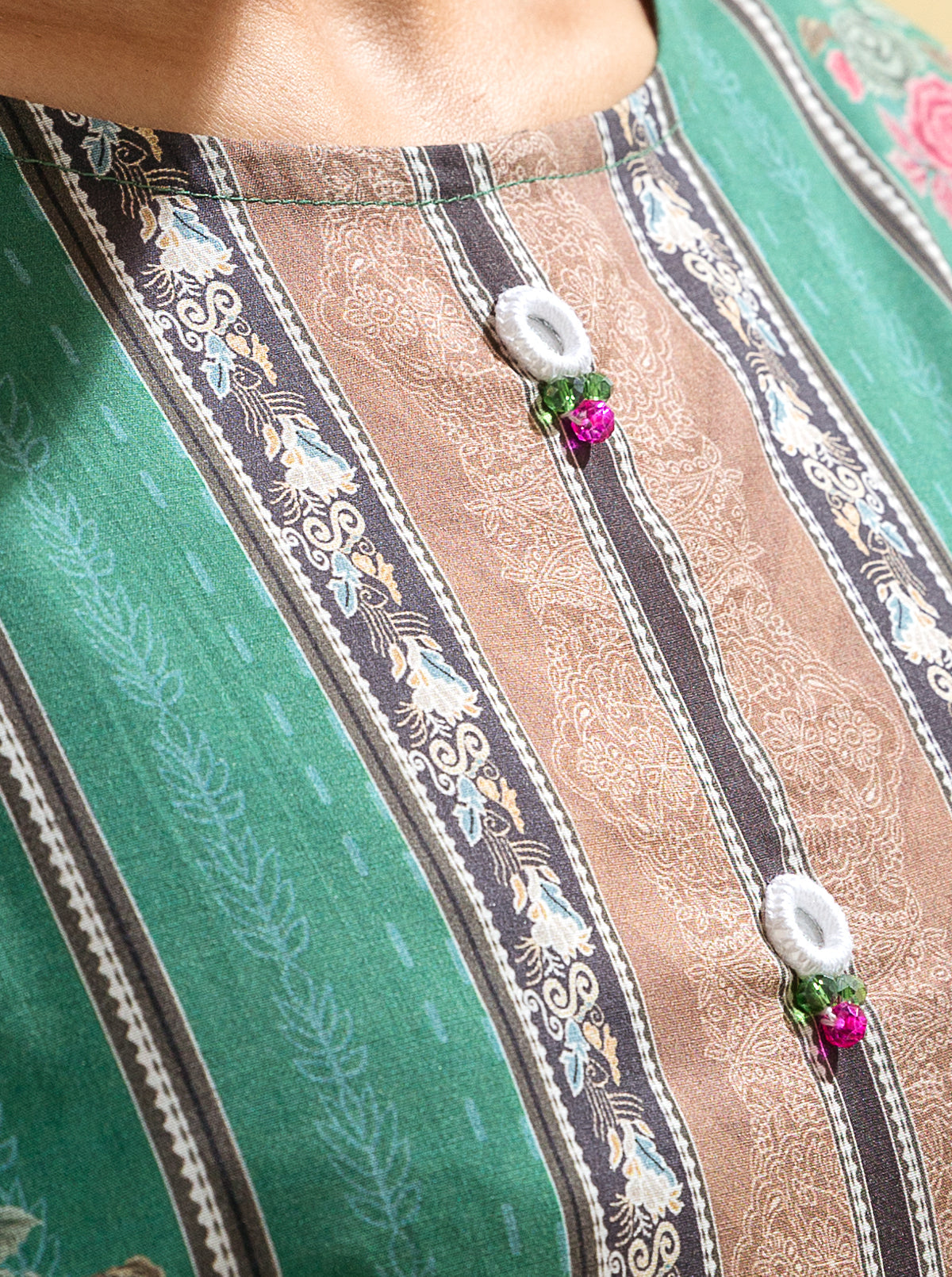 2 PIECE - PRINTED LAWN SUIT - BOHO GREEN MORBAGH SU_22   