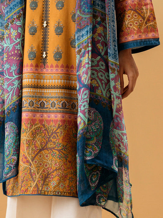 2 PIECE - PRINTED LAWN SUIT - MUSTARD GEMSTONE MORBAGH SU_22   