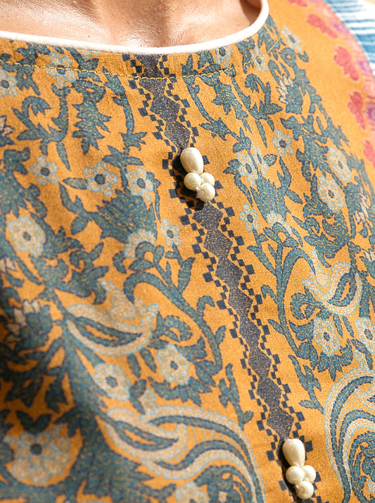 2 PIECE - PRINTED LAWN SUIT - MUSTARD GEMSTONE MORBAGH SU_22   