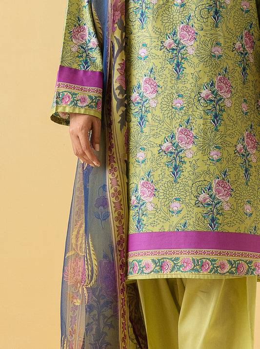 2 PIECE - PRINTED LAWN SUIT - CHROMATIC SPREE MORBAGH SU_22   