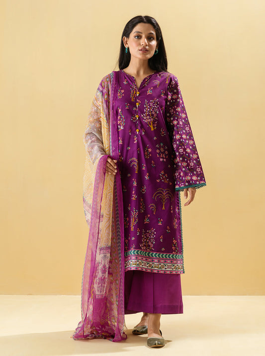 2 PIECE - PRINTED LAWN SUIT - IMPERIAL PLUM MORBAGH SU_22   