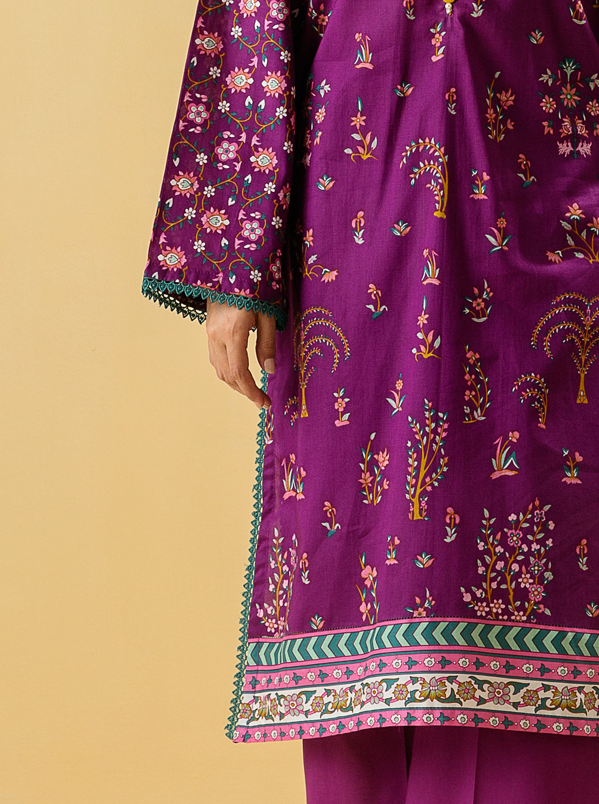 2 PIECE - PRINTED LAWN SUIT - IMPERIAL PLUM MORBAGH SU_22   