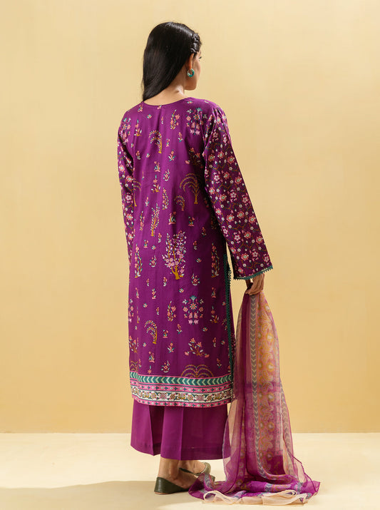 2 PIECE - PRINTED LAWN SUIT - IMPERIAL PLUM MORBAGH SU_22   