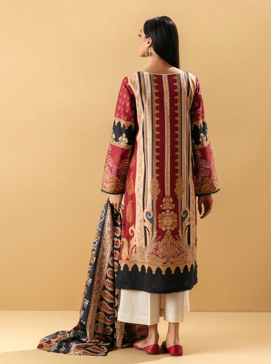 2 PIECE - PRINTED LAWN SUIT - CRIMSON PAISLEY MORBAGH SU_22   