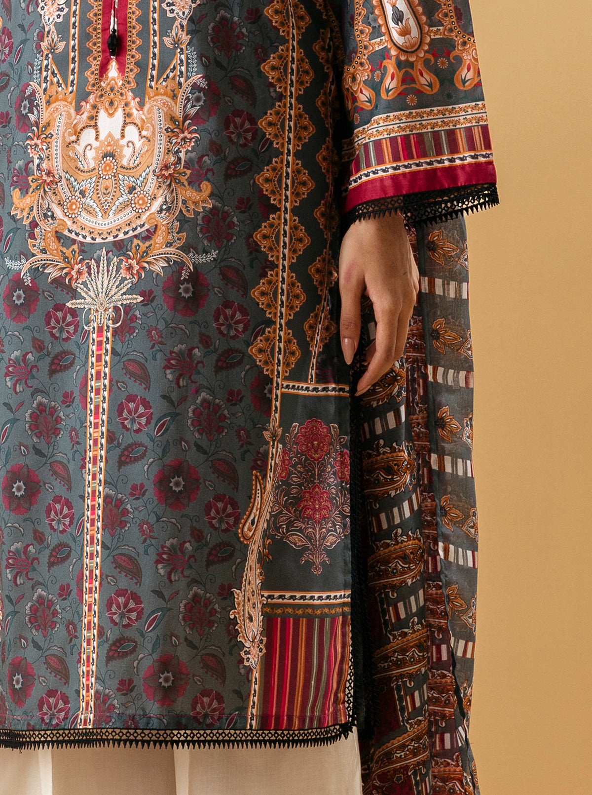 2 PIECE - PRINTED LAWN SUIT - ANTIQUE OPAL MORBAGH SU_22   