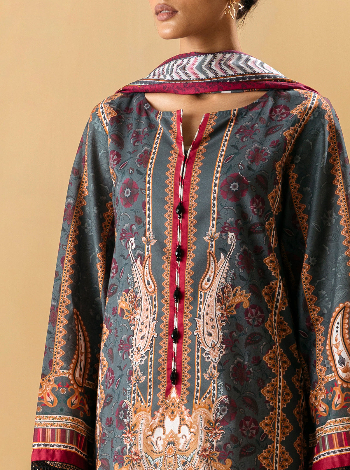 2 PIECE - PRINTED LAWN SUIT - ANTIQUE OPAL MORBAGH SU_22   