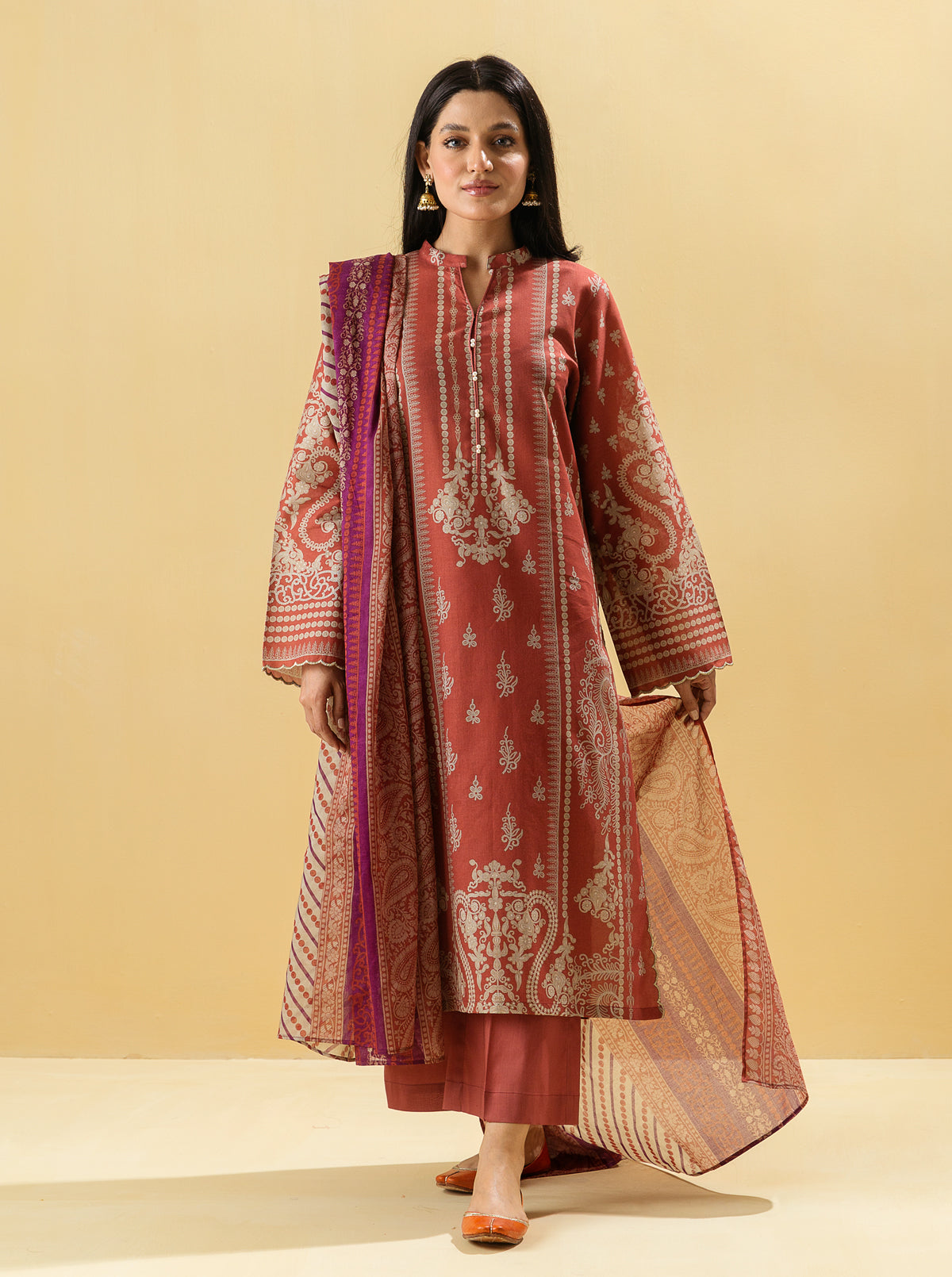 3 PIECE - PRINTED LAWN SUIT - DELICATE DECO MORBAGH SU_22   