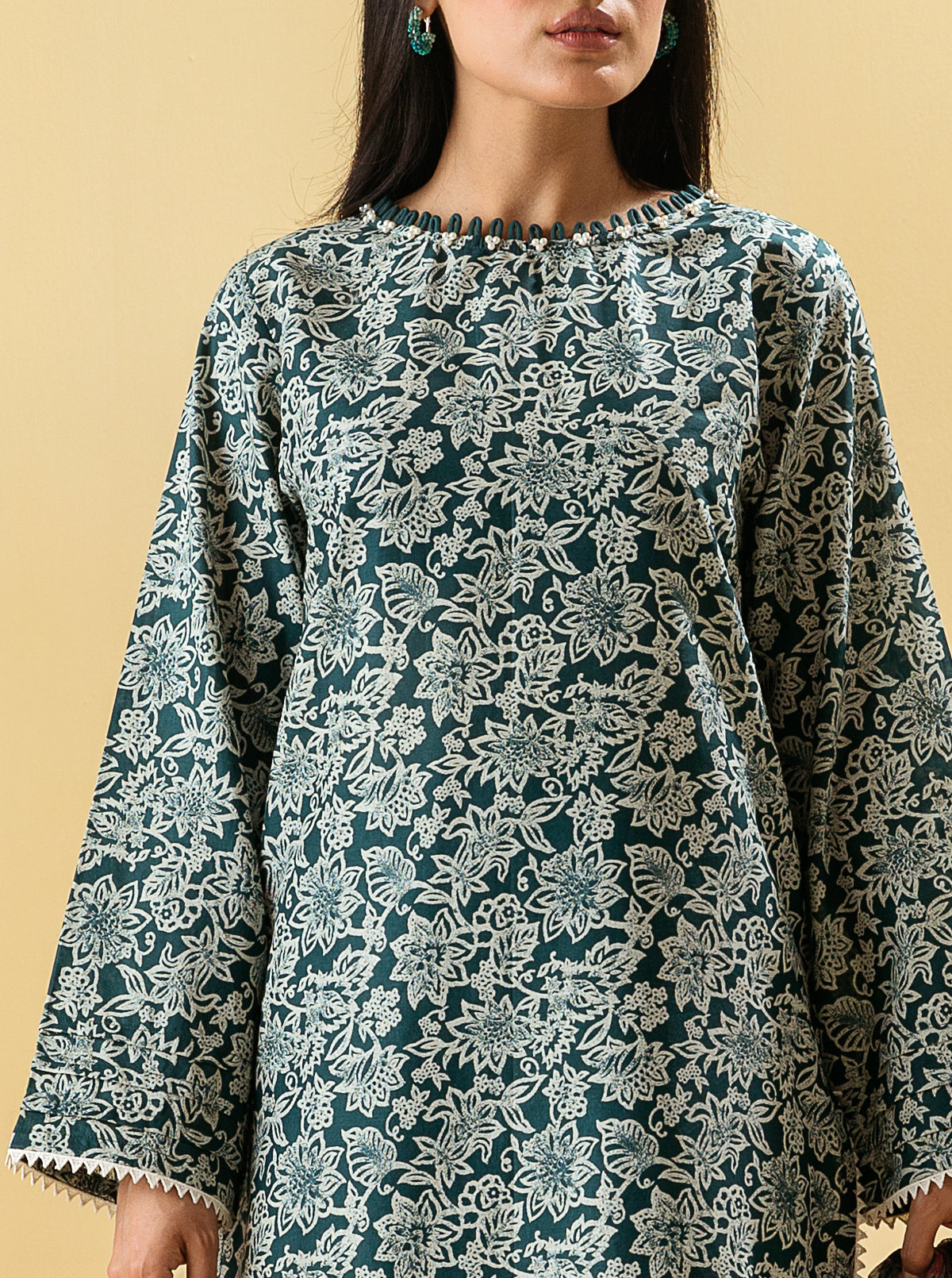 3 PIECE - PRINTED LAWN SUIT - ANTIQUE NAVY MORBAGH SU_22   