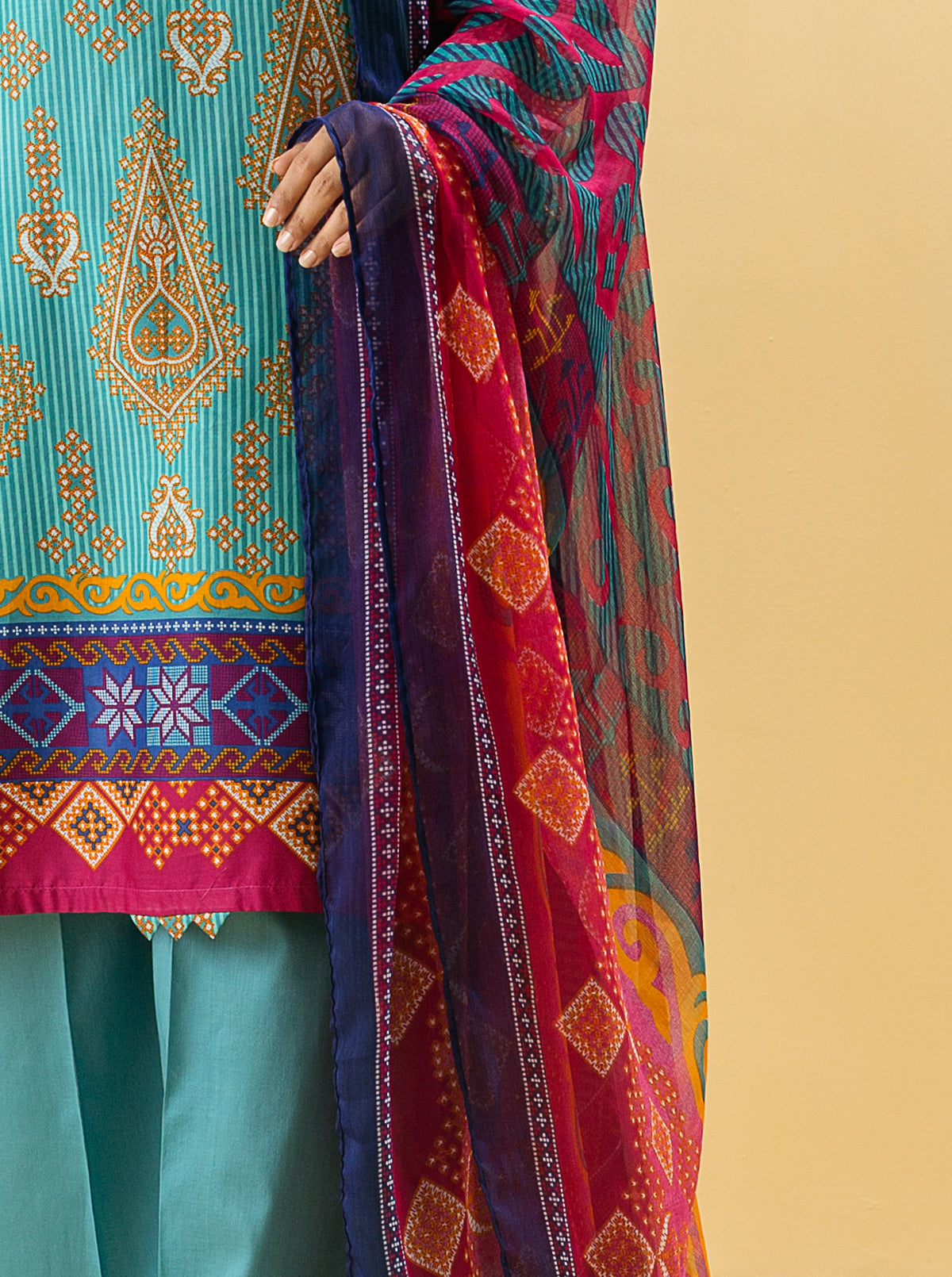 3 PIECE - PRINTED LAWN SUIT - MYTHIC JEWEL MORBAGH SU_22   