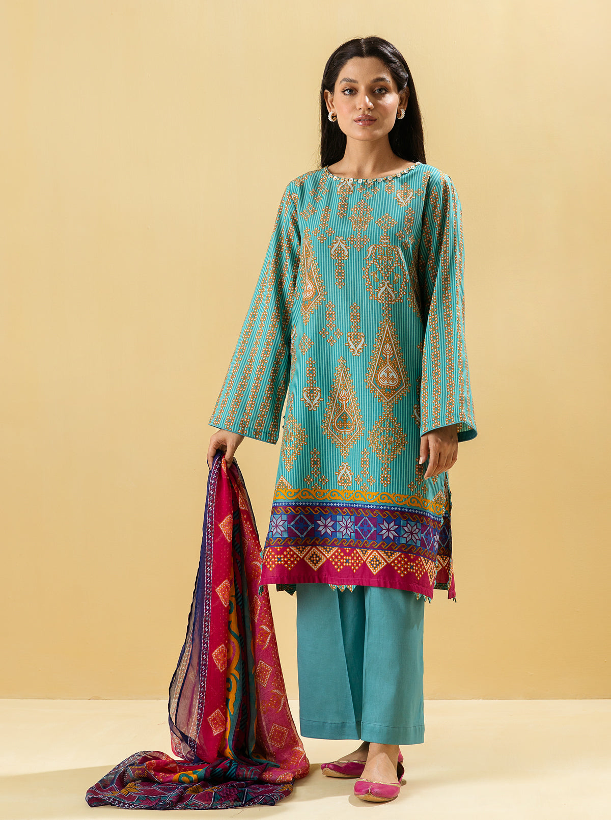 3 PIECE - PRINTED LAWN SUIT - MYTHIC JEWEL MORBAGH SU_22   