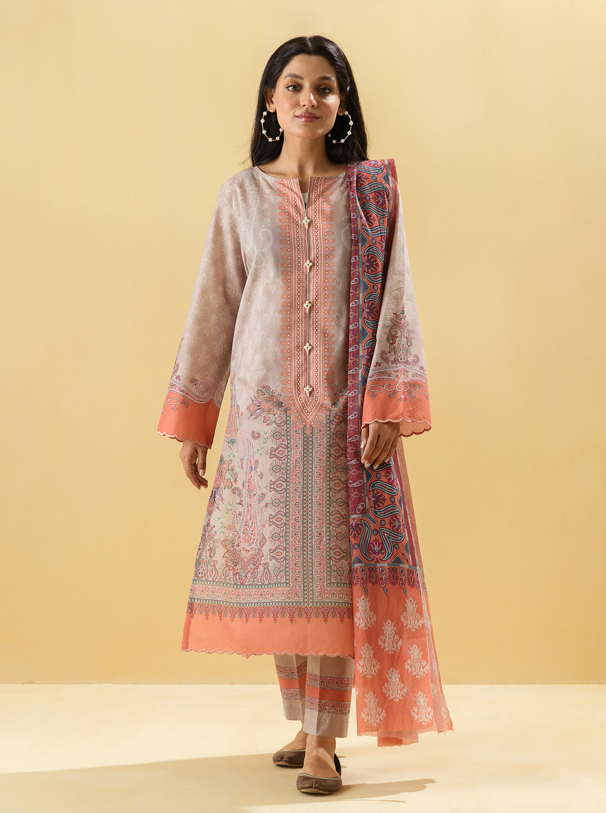 3 PIECE - PRINTED LAWN SUIT - CLASSIC PAISLEY MORBAGH SU_22   