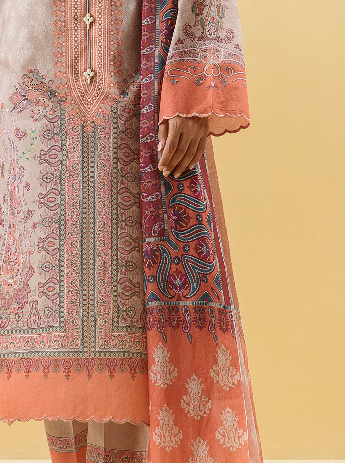 3 PIECE - PRINTED LAWN SUIT - CLASSIC PAISLEY MORBAGH SU_22   