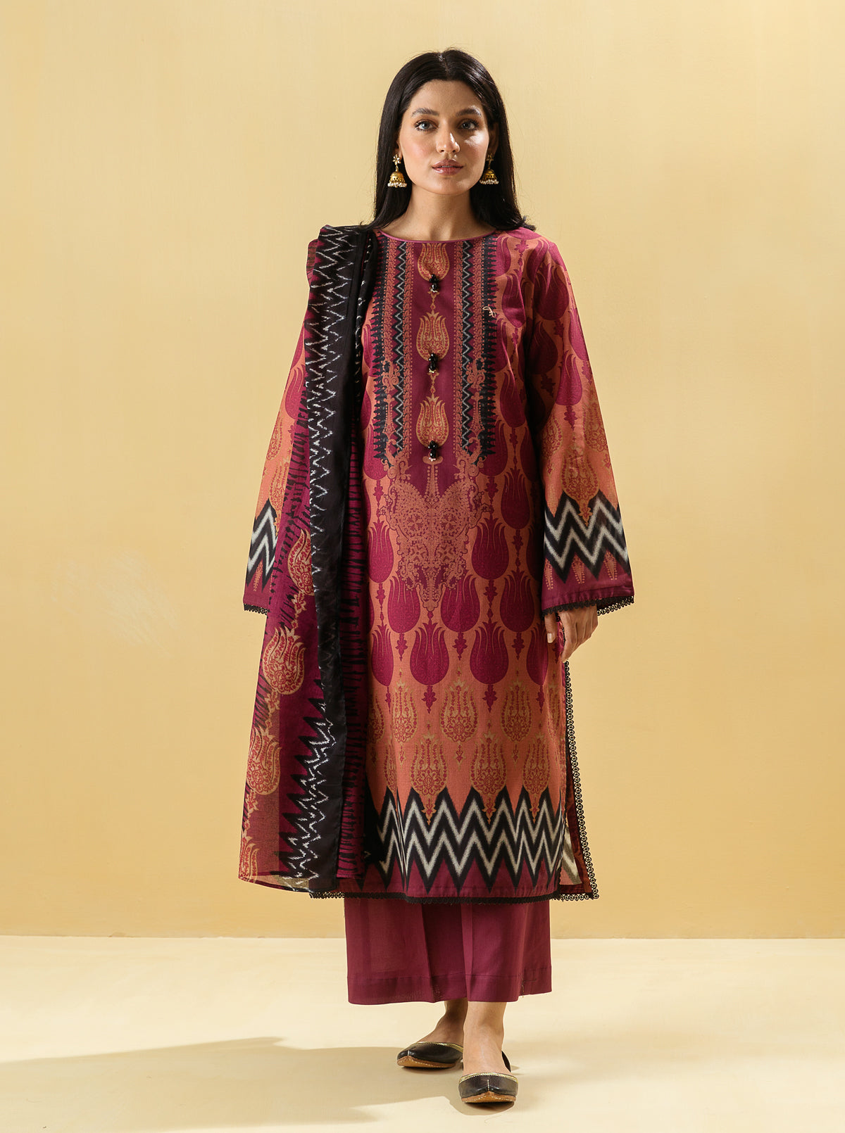 3 PIECE - PRINTED LAWN SUIT - TRIBAL TONES MORBAGH SU_22   