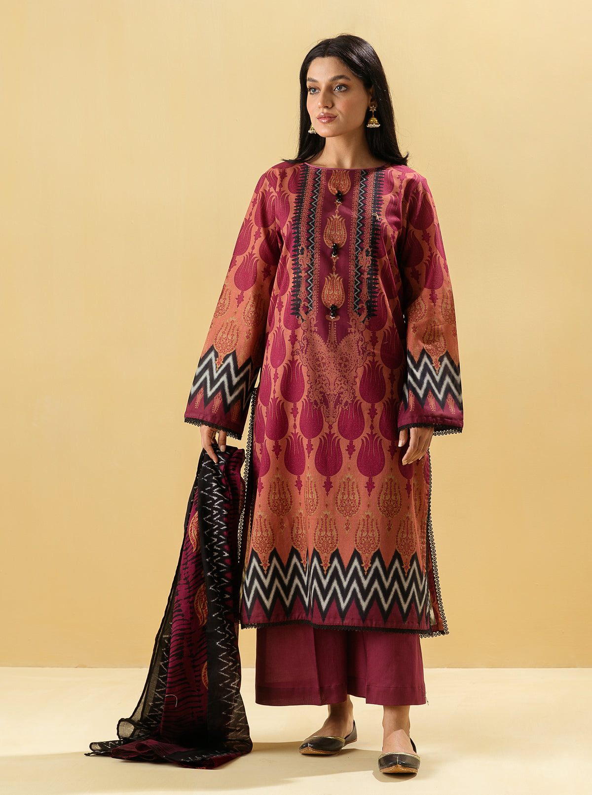 3 PIECE - PRINTED LAWN SUIT - TRIBAL TONES MORBAGH SU_22   