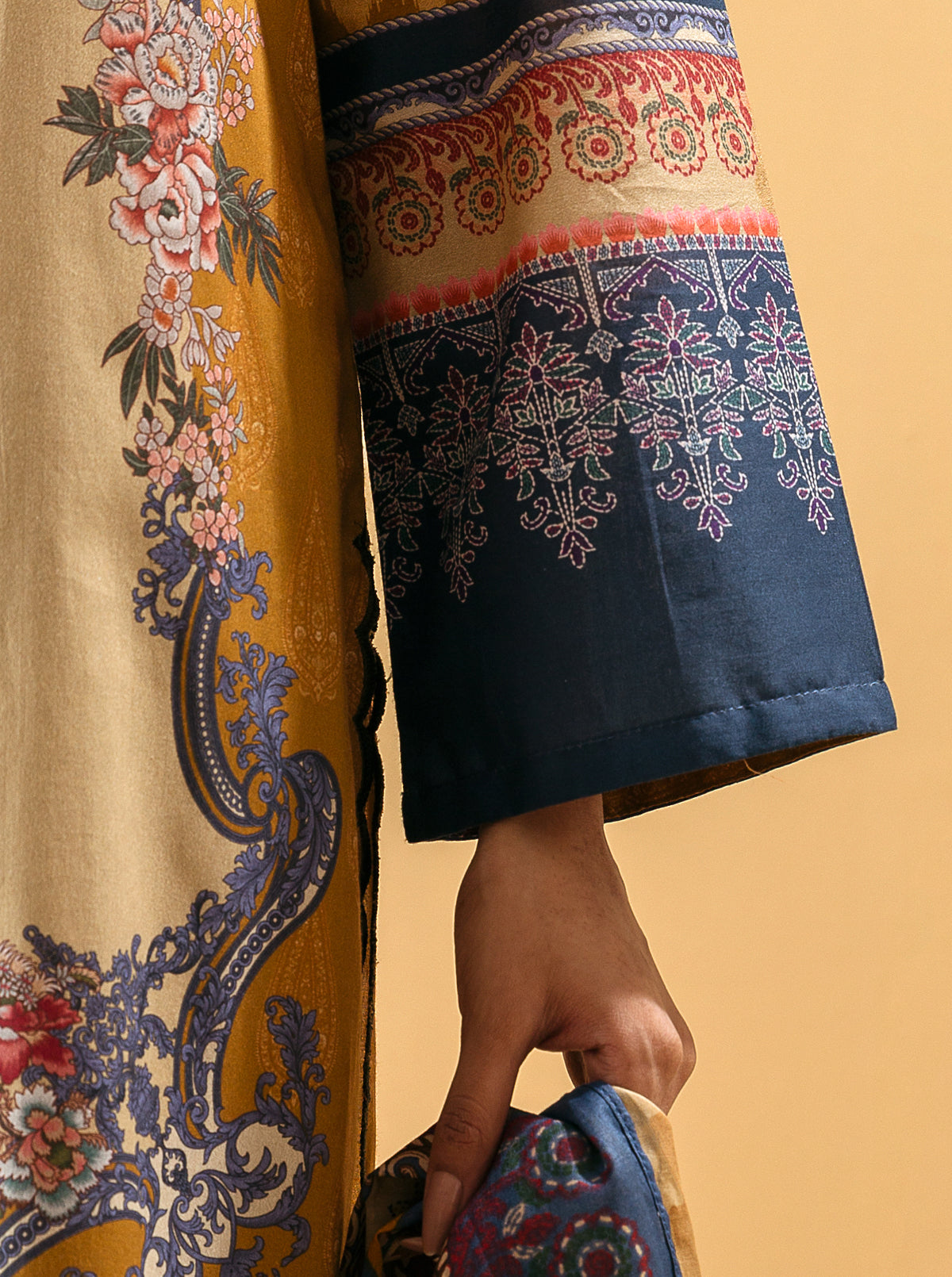 3 PIECE - PRINTED LAWN SUIT - MUTED  MUSTARD MORBAGH SU_22   