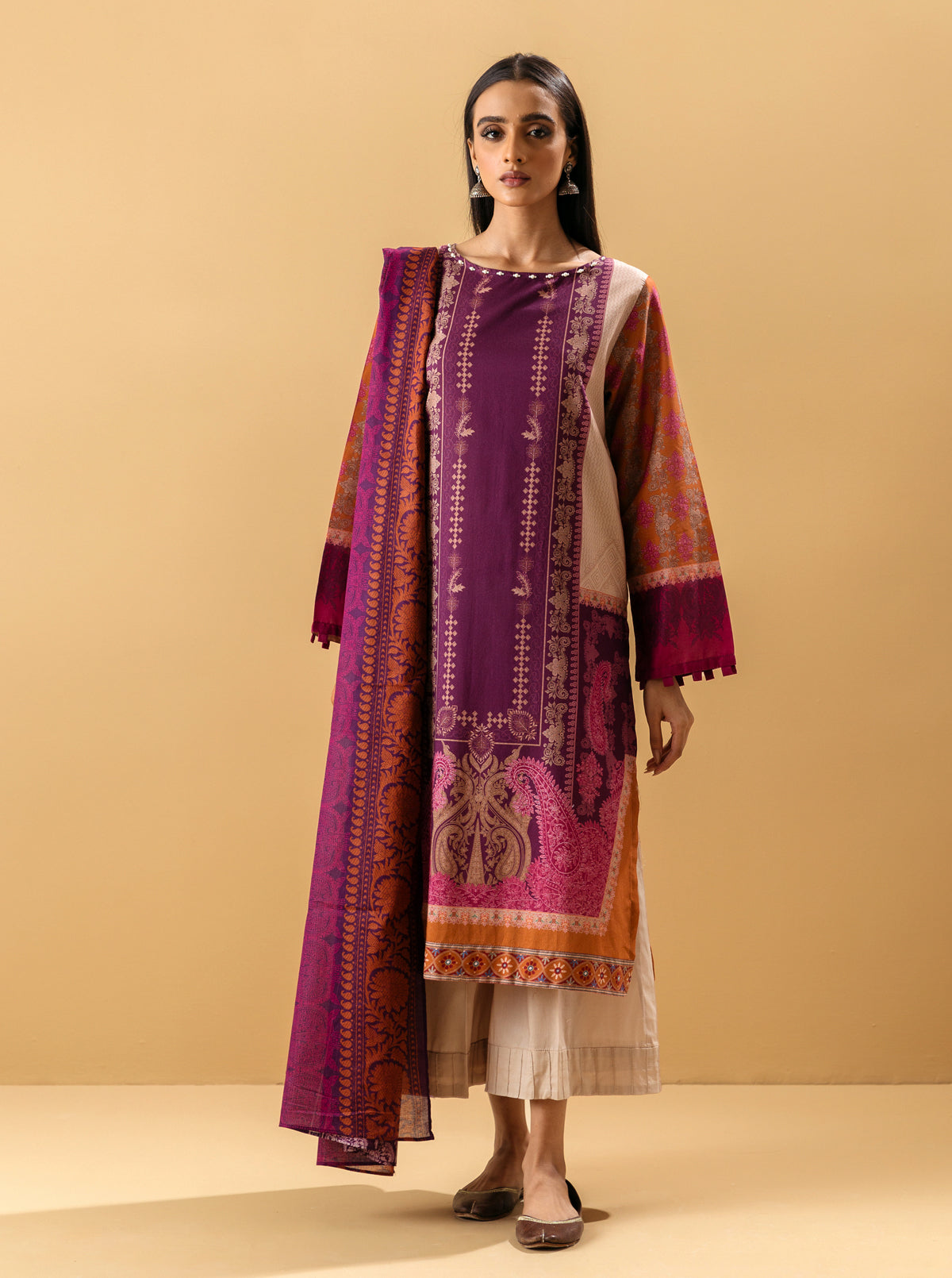 3 PIECE - PRINTED LAWN SUIT - REGAL PLUMERIA MORBAGH SU_22   