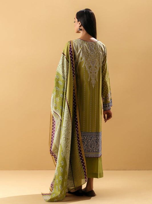 3 PIECE - PRINTED LAWN SUIT - LIME VERDANT MORBAGH SU_22   