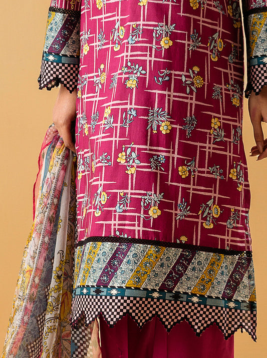 3 PIECE - PRINTED LAWN SUIT - ENCHANTED BLOOM MORBAGH SU_22   
