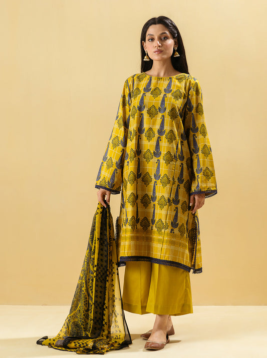 3 PIECE - PRINTED LAWN SUIT - GOLD EMPIRE MORBAGH SU_22   