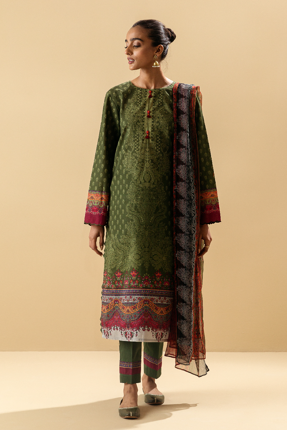 3 PIECE - PRINTED LAWN SUIT - DELICATE DECO MORBAGH SU_22   