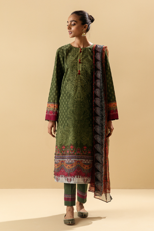 3 PIECE - PRINTED LAWN SUIT - DELICATE DECO MORBAGH SU_22   