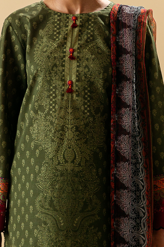 3 PIECE - PRINTED LAWN SUIT - DELICATE DECO MORBAGH SU_22   